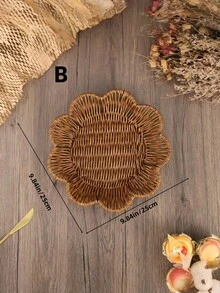 Cesta de almacenamiento de estilo de ratán tejido creativo, cesta de almacenamiento multicompartimento para la sala de estar - Café integral - Ver 6