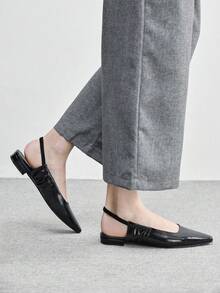 CUCCOO BIZCHIC 女士黑色露跟露趾凉鞋，百搭平底凉鞋，夏季鞋款 - 黑色 - 查看 4