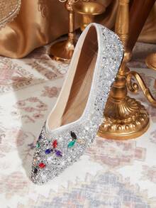 CUCCOO TILAWA Women Flats - Silver 1 - View 3