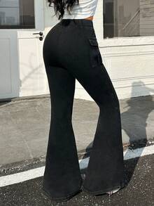 Rivivi 女士弹力腰带工装口袋休闲喇叭牛仔裤