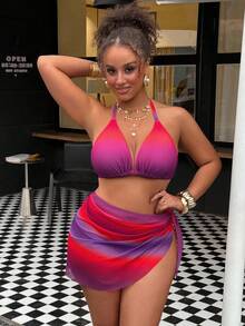 Swim Vcay 大码比基尼套装，随机印花夏日海滩 - 彩色 - 查看 5