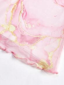 SHEIN Teen Girl Floral Print Mesh Ruched Cami Dress,Kids - Pink - View 6