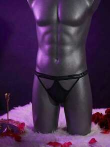 WENEZON 男士性感蕾丝内裤，贴身衣物 - 黑色 - 查看 1