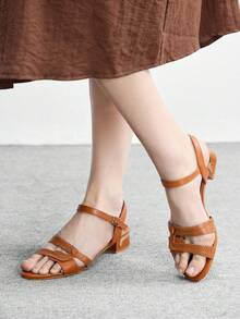 CUCCOO BIZCHIC 女士搭扣设计时尚日常穿搭高跟凉鞋 - 棕色 - 查看 3