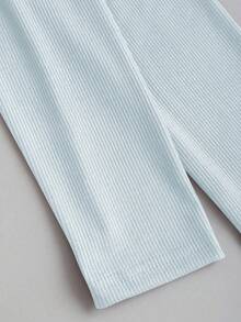 Sweetra 女士蕾丝边饰高领长袖纯色T恤，秋季款 - 霧霾藍 - 查看 5