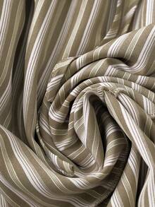 Linhara 大码女式条纹方领蝴蝶结双层下摆短袖上衣和阔腿裤两件套，休闲通勤复古时尚春夏/春秋夏季 - 彩色 - 查看 6