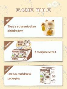 POKOJA LAND POKOJA LAND 1/4PCS Cat Crystal PAI Mood Blind Box Cartoon Cute Desk Resin Craft Ornament Collectible Art Piece For Festival Gift Idea - Multicolor - View 6