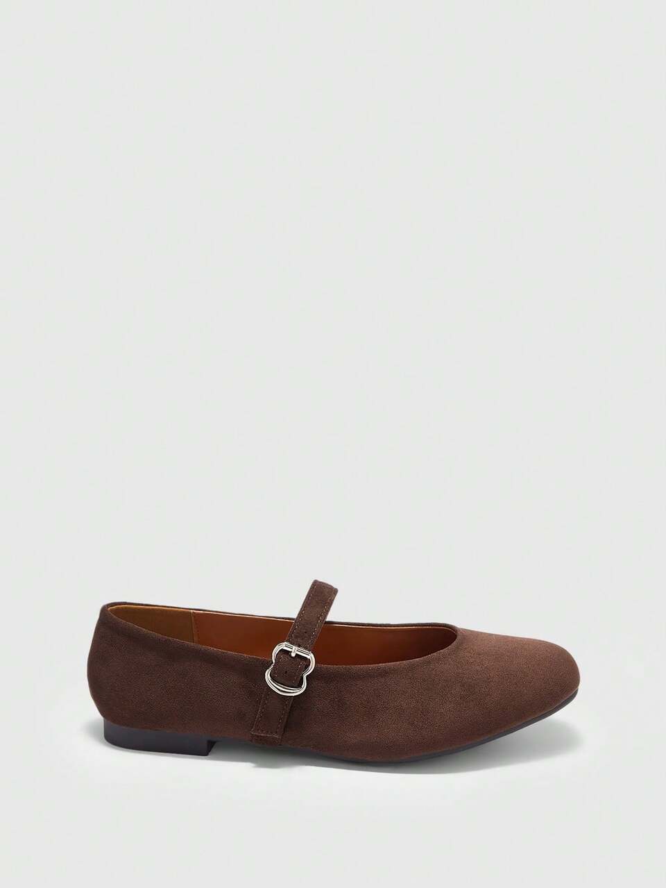 CUCCOO BIZCHIC Women's Round Toe Flat Shoes With Instep Strap, Comfortable Minimalist PU Leather Casual Shoes, Brown, Suitable For Daily Wear And Commuting