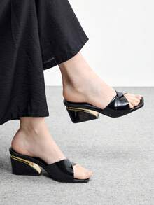 CUCCOO BIZCHIC Women's Fashion Open Toe High Heel Mule Sandals For Daily Wear Spring Shoes - Black - View 1