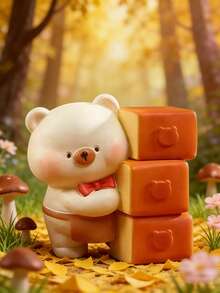 POKOJA LAND 1/6PCS 新款小熊甜点盲盒树脂工艺品桌面摆件可爱宠物收藏人偶，适用于家居办公室装饰，节日礼物收藏 - 彩色 - 查看 4