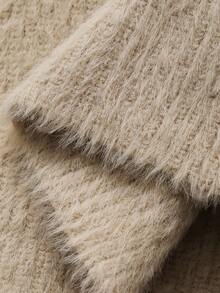 FRIFUL Women's Apricot Solid Color Inner Pocket Sleeveless Jacket, Long Sleeve Contrast Color Drawstring Bow Knit Sweater 2-Piece Set, Autumn - Beige - View 10