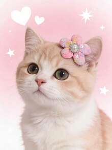 PETSIN 1 件装宠物珍珠花朵发夹；宠物卡通发夹；猫咪发夹；狗狗发夹；宠物配件；宠物用品。 - 彩色 - 查看 10