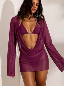 Opulessa 3件套女士随机颜色串珠泳衣配饰 - 紫色 - 查看 6