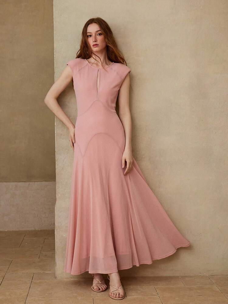 WOMEN'S STRUCTURED A-LINE LONG DRESS, SPRING/SUMMER