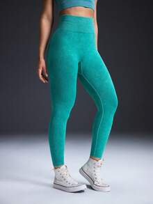 Powerista 女士弹力高腰塑身运动紧身裤 - 綠色 - 查看 1