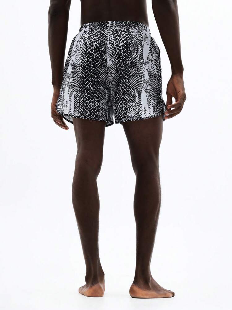 Snake Print Beach Shorts With Side Pockets