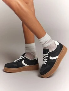 Solezae 休闲舒适女士复古三层软底运动鞋 - 黑色 - 查看 2
