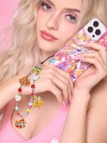 The Winx X SHEIN Dây đeo điện thoại hoạt hình dễ thương và ngọt ngào, mặt dây chuyền điện thoại, dây chuyền điện thoại, trang sức điện thoại đính hạt thủ công, mặt dây chuyền túi xách, móc khóa. - Nhiều màu - Xem 7