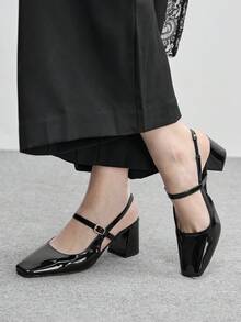 CUCCOO BIZCHIC Women's Buckle Design Fashionable High Heels, Versatile For Daily Wear - Black - View 3