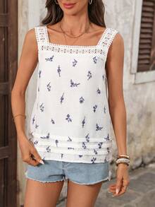 EMERY ROSE Áo kiểu nữ tối giản cổ vuông không tay, áo mùa hè, áo đi nghỉ mát, áo thường ngày cho nữ, áo trắng cho nữ, áo đi chơi, áo không tay cho nữ, áo mùa hè cho nữ, áo kiểu mùa hè cho nữ, áo thường ngày cho nữ, áo mùa hè cho nữ. - trắng - Xem 5