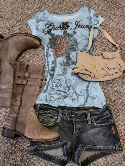 Glimmora Damska dopasowana koszulka z krótkim rękawem i nadrukiem cyfrowym