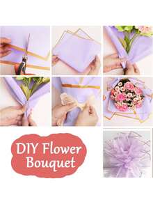 40 Peças de Papel de Embrulho Floral, Papel de Embrulho de Buquê Estilo Coreano, com Marcações de Borda Dourada, Suprimentos Florais para Embrulho e Decoração de Presentes DIY, 23 Polegadas X 23 Polegadas, Papel de Embrulho, Papel Fino, Suprimentos de Buquê, Papel Fino Roxo, Para Sacolas e Embrulho de Presentes, Papel de Embrulho de Presente Multicolorido, Papel de Embrulho de Presente do Dia dos Namorados, Artesanato de Papel de Aniversário. - Roxo - Visão 7