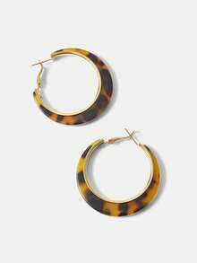 MOTF PREMIUM LEOPARD PRINT HOOP EARRINGS, RETRO CHIC EXAGGERATED EAR CLIPS EARRINGS FOR WOMEN