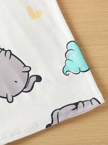 Tween Girls' Cute Cartoon Printed Short Sleeve Loose Sleep Dress, Homewear