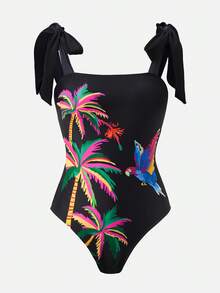 Swim Oasis 26SS 热带印花连体泳衣，配同款纱笼裙，夏季海滩度假 - 彩色 - 查看 3