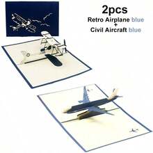 1pc 3D Airplane Model Greeting Card Creative Hand Hollowed Out Paper Paper Cuttings Party Gift Holiday Supplies Birthday Wishes Card,Back To School,School Supplies - Multicolor - View 9