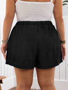EMERY ROSE Quần short denim mềm mại và gợi cảm dành cho người có thân hình đầy đặn, kiểu dáng thoải mái và phù hợp cho kỳ nghỉ hè. - Màu xám đen - Xem 2