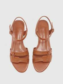 CUCCOO BIZCHIC 女士搭扣设计时尚日常穿搭高跟凉鞋 - 棕色 - 查看 7