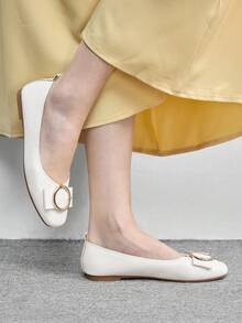 CUCCOO BIZCHIC Women's Metal Decor Casual Versatile Flat Shoes Spring Shoes - Beige - View 4