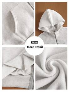 TOKVUE Men's Casual Zip-Up Hoodie Sweatshirt - Grey - View 4