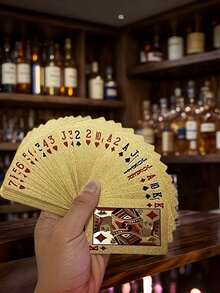 Joivida 金箔扑克牌，经典手工打造，高级防水耐用，成人扑克套装，适合家庭聚会、游戏之夜、节日礼盒派对娱乐，桌面游戏用品，赌场风格奢华扑克牌收藏 - 彩色 - 查看 7