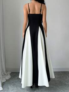 Rafferiza 撞色吊带长连衣裙女装