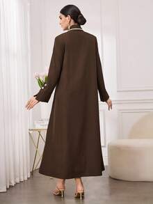 Al Najma Women's Elegant Daily Traditional Versatile Loose Arabic Abaya - Brown - View 2