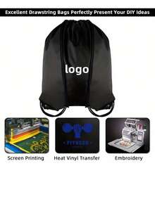 10个空白热升华抽绳袋，抽绳背包袋，散装热压可重复使用热升华袋，可折叠收纳袋，男女通用，购物、健身、旅行、运动、DIY工艺操作 - 如圖所示 - 查看 4