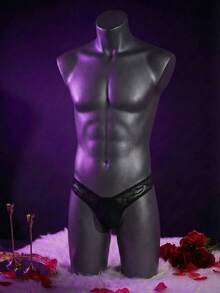 WENEZON 男士性感蕾丝内裤，贴身衣物 - 黑色 - 查看 1