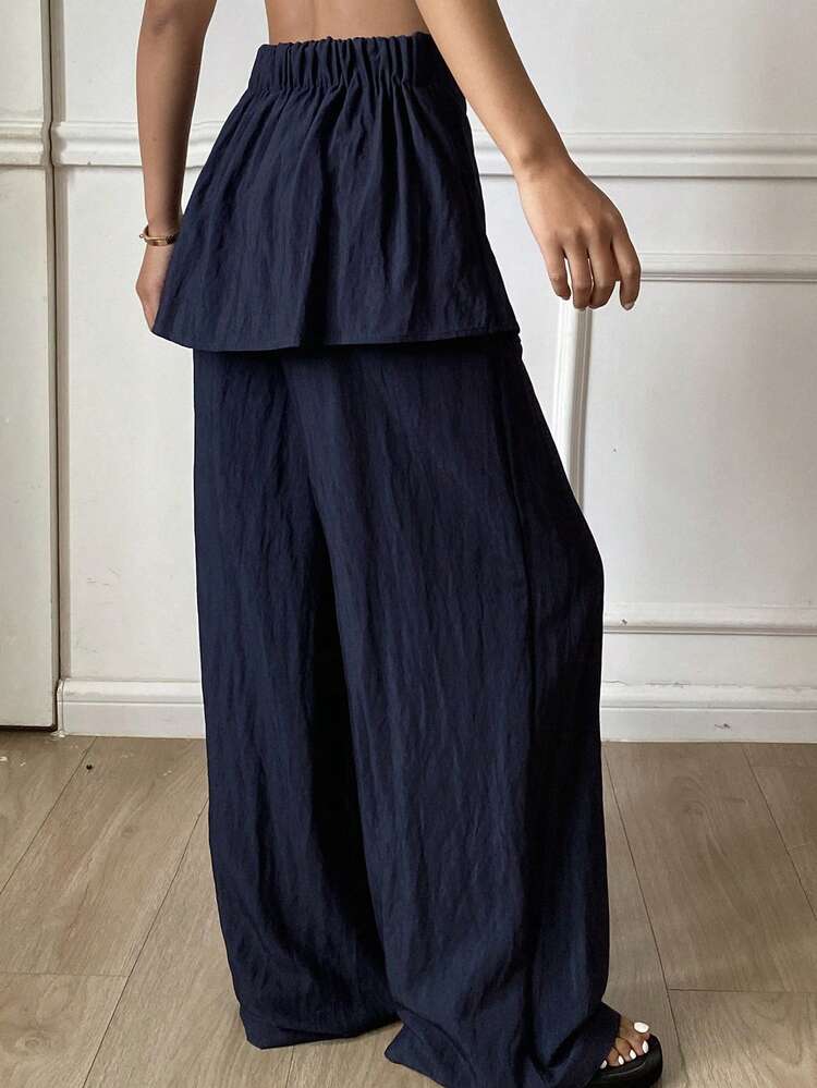 Women's Casual Loose 2 In 1 Drawstring Elegant Pants, Spring/Autumn