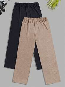 EURMUSE 2pcs Men's Comfortable Casual English Print Pajama Set - Beige - View 2