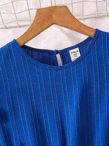 SHEIN Vestido de línea A con volantes en la cintura y estampado de mariposas en color azul claro, de uso casual y diario para niñas preadolescentes - Azul - Ver 9