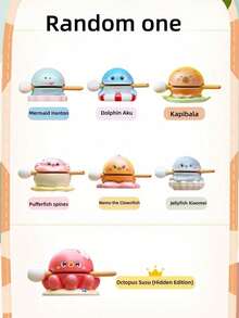 POKOJA LAND 1件梦幻水族箱木制鱼木鱼盲盒创意桌面摆件办公室装饰禅意冥想工具减压礼物成人收藏 - 彩色 - 查看 8