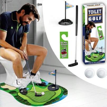 Juego de golf de inodoro Set Mini putting green de baño, regalo de broma para papá, esposo, fiesta de regalos divertidos, ideas de regalo de temporada navideña y cumpleaños