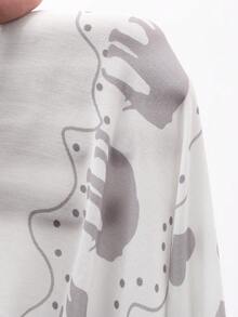 DAZY Animal Silhouette Print Camisole Top And Loose Pajama Pants Women Sleepwear Set - White - View 7