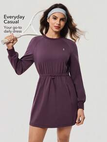 OutZeal Women Active Dress Daily Casual Quick-Drying Buttery Soft Drawstring Waist With Pockets - Red Violet - View 2