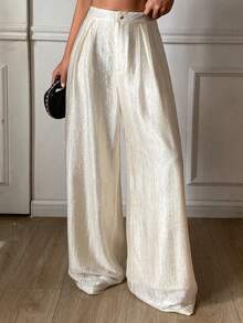 DAZY 女士宽松阔腿裤，优雅度假装，春秋季 - 杏色 - 查看 3