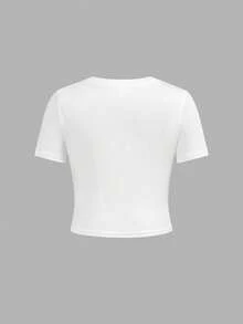 2 Stücke/Set Kleine Mädchen Weißes T-Shirt mit Schleifen Muster & Rosa Blumen Muster Hose, Lässig, Modisch, Vielseitig, geeignet für Ausflüge, Schwester Fotoshootings, Parkbesuche, Camping, Urlaub, Alltags Lässig Tragen - Verschiedenfarbig - Übersicht 5
