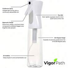 1pc 200ml/300ml/500ml Water Mist Spray Bottle With Fine Mist Sprayer, Refillable Continuous Fine Mist Spray Bottle Suitable For Kitchen, Living Room, Bathroom, Garden - White - View 5
