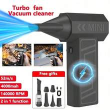 140,000 RPM Turbo Fan Blower, Powerful Airflow, 3-Speed Adjustable Electric Duster, 52m/S Wind Speed, Brushless Motor Handheld Duct, High-Performance Automotive Cyclone Turbine, Air Cushion Inflation, Pet Dryer, BBQ Blower - Multicolor - View 4
